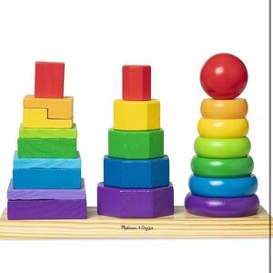 Melissa & Doug Geometric Stacker - Wooden Educational Toy